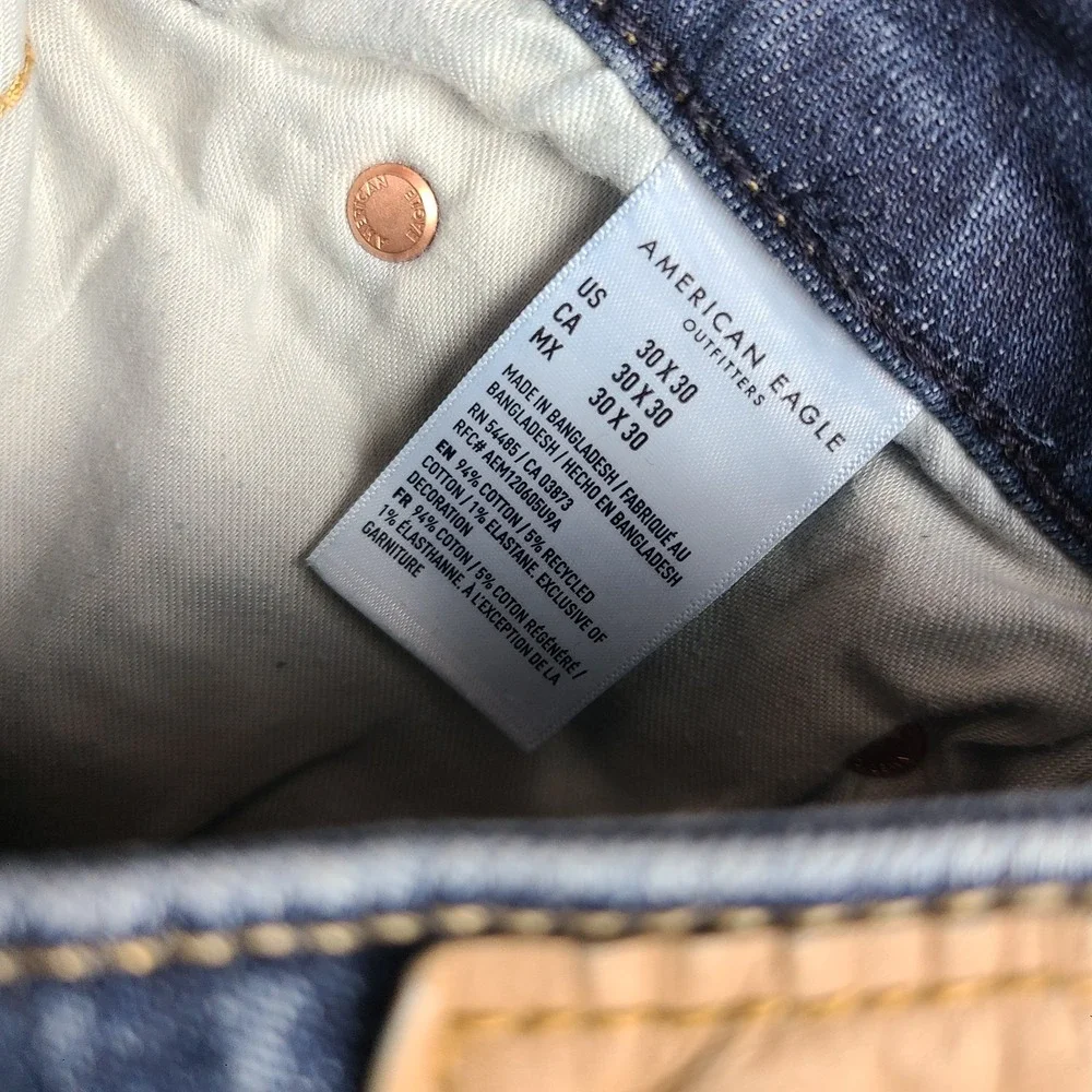 American Eagle‎ Jeans Mens 30x30 Blue Athletic Fit Airflex + Dark Wash Denim
